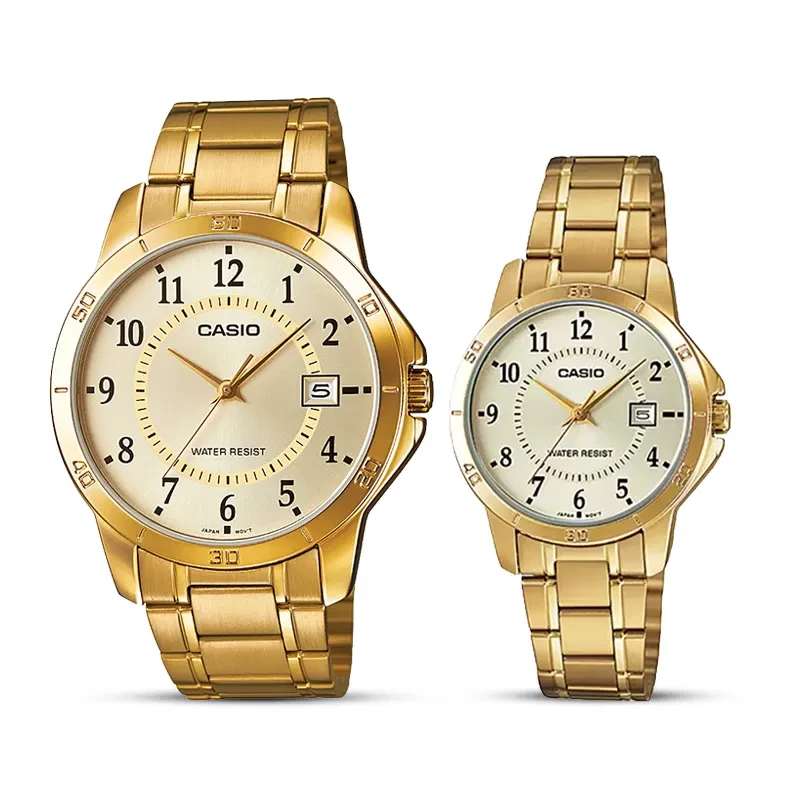 Casio Gold Dial Gold-tone Couple Watch | MTP/LTP-V004G-9B